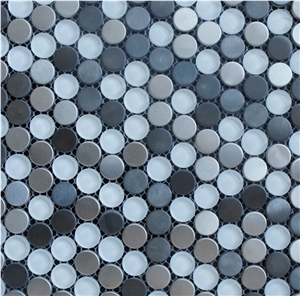 Best Selling Of White Pure Glass with Aluminum Metal Mosaic Tiles Pattern for Floor and Wall