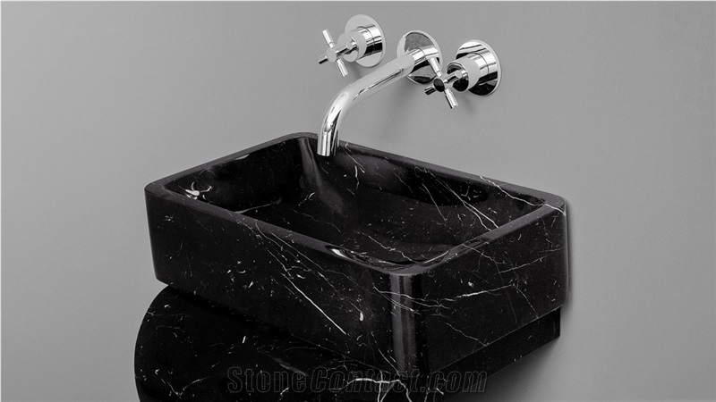 Black Marble Stone Sink & Basin, Natural Stone Bowls, Rectangle Shape Black Marble Sink on Sales
