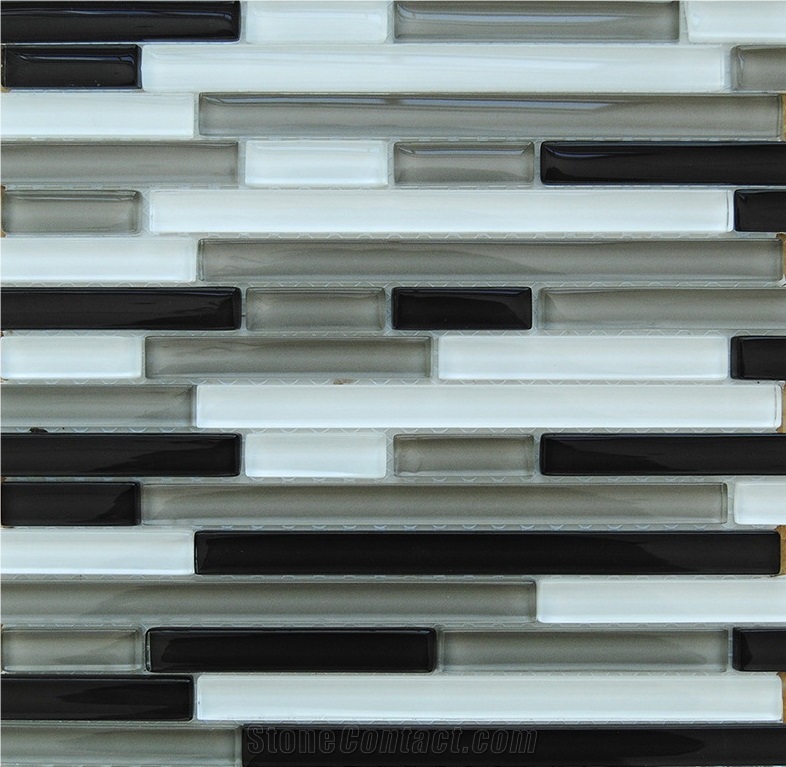 Black ,White and Pure Glass Laminated Wall and Floor Mosaic Tiles Pattern -High Quality and Owned Factory -Xiamen Terry Stone