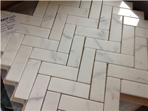Calacatta Carrara Wall Mosaic/ White Marble Floor Mosaic/ Polished Mosaic Split/ Mosaic Pattern / Thin Laminated Mosaic /Laminated Mosaic Terry Stone