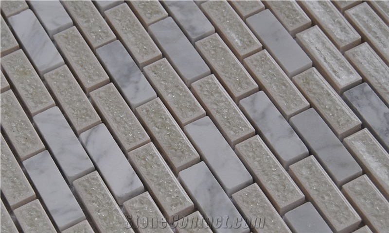 Carrara White Natural Stone Mosaic Pattern Tile and Laminated Ceramic Wall and Floor Tiles -Owned Factory