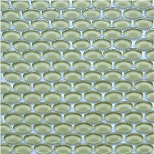 China Light Green Round Glass Chips Mosaic for Floor and Wall ,Bathroom Decoration ,Commercial Projects -Swimming Pool - Owned Factory