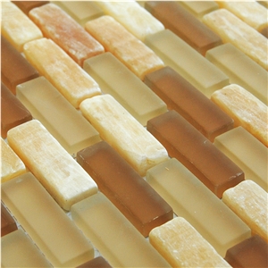 China Popular Natural Yellow Onyx and Fog Glass Mosaic Tiles Pattern for Wall and Floor - Owned Factory