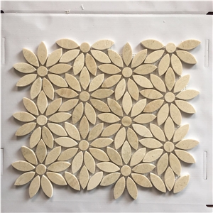 Crema Marfil Wall Mosaic/ Beige Marble Floor Mosaic/ Polished Mosaic Split/Mosaic Pattern /Thin Laminated Mosaic /Laminated Mosaic Terry Stone