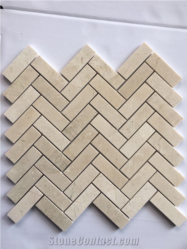 Crema Marfil Wall Mosaic/ Floor Mosaic / Polished Mosaic Split/Mosaic Pattern / Thin Laminated Mosaic /Laminated Mosaic Terry Stone