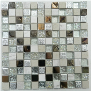 Glass Mixed with Ceramic Mosaic, Colorful Glass Mosaic Tile from China, Popular Sell Square Shape Ceramic Mosaic
