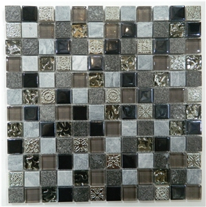 Glass Mixed with Ceramic Mosaic, Colorful Glass Mosaic Tile from China, Popular Sell Square Shape Ceramic Mosaic