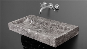 Grey Marble Natural Stone Sink & Basin, Polished Natural Stone Wash Bowls, China Grey Marble Bowl