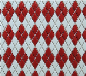 High Quality Pure White Marble Natural Stone Mosaic with Red Ceramic Wall and Floor Mixed Mosaic Pattern