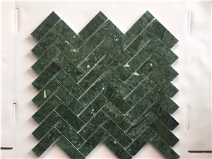 India Natural Polished Marble Stone -Dark Green Floor and Wall Mosaic Tiles Pattern Produced in China -High Quality and Owned Factory