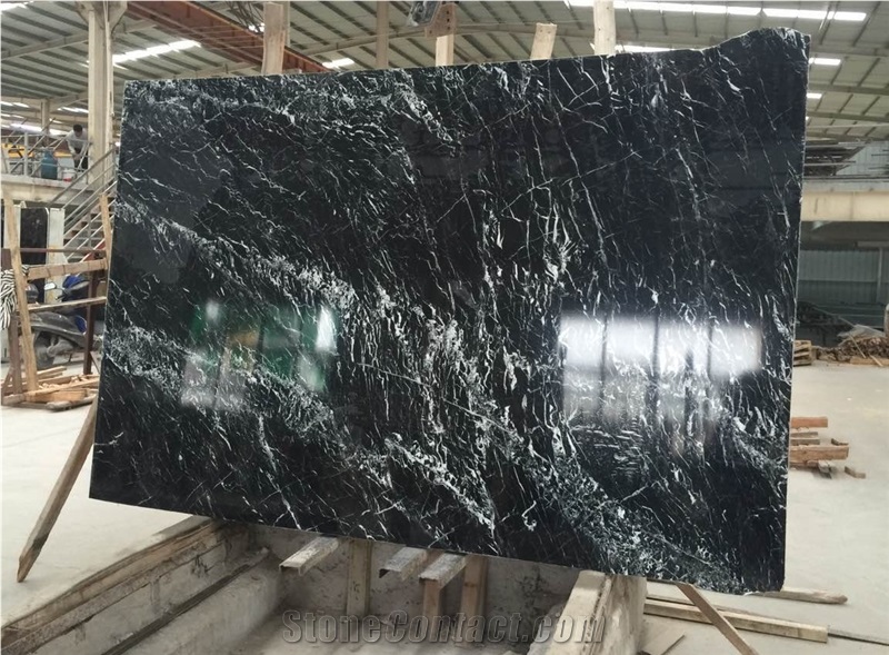 Italy Black China Marble Tile & Slab, Versailles Black Marble, Natural China Stone Hot Sell from China, Black Marble Quarry Owner, Marble with White Vein