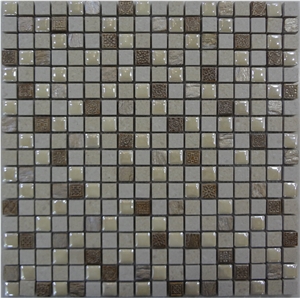 Marble Mosaic 15*15*8mm, for the Interior Decoration, Glass Mixed with Ceramic, Resin Wall Mosaic, Polished Mosaic Stone Tile on Sales