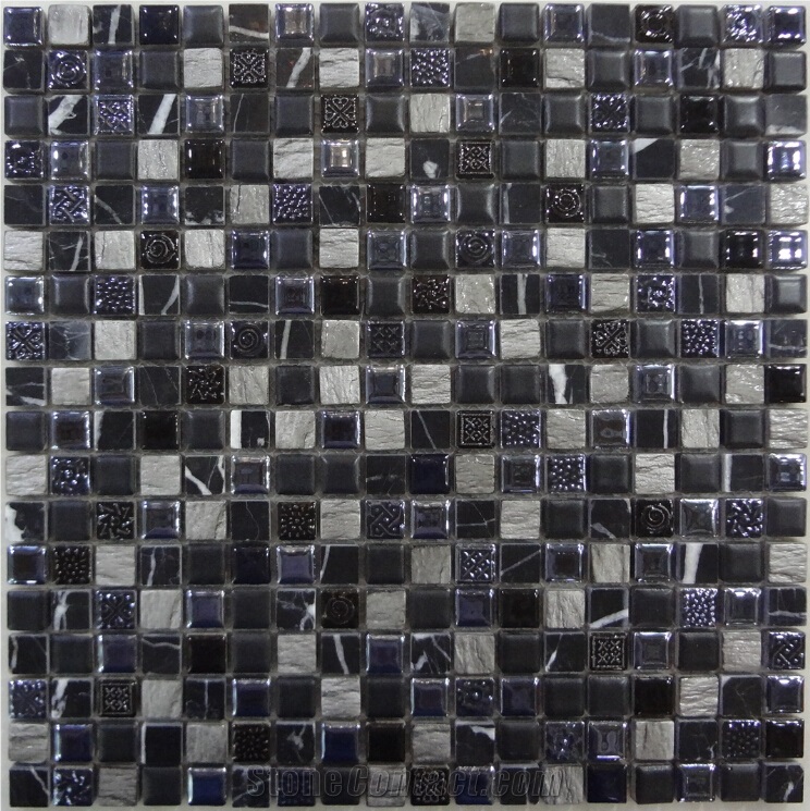 Marble Mosaic 15*15*8mm, for the Interior Decoration, Glass Mixed with Ceramic, Resin Wall Mosaic, Polished Mosaic Stone Tile on Sales