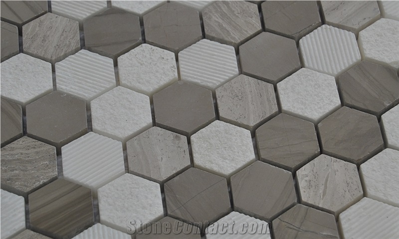 Marble Wall Mosaic/ Floor Mosaic/ Polished Mosaic Split/ Mosaic Pattern/ Hexagon Mosaic/ Thin Laminated Mosaic /Laminated Mosaic Terry Stone