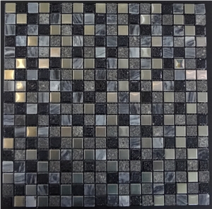 Mosaic Pattern Tile Grey & Black Marble Pool Walling Mixed Ceramic Mosaic for Interior Wall and Floor Applications, Mosaic Marble Mosaics,Natural Stone