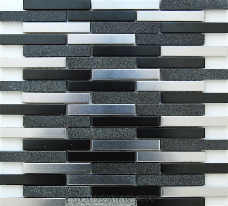 Multicolor Glass Mosaic Tile, Mixed with Ceramic Tile, All Kinds Of Color Choose, Linear Strips Mosaic for Floor & Wall