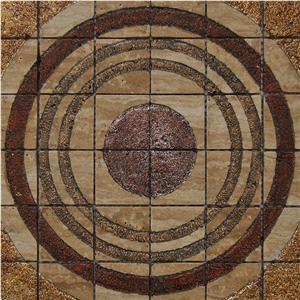 Natural Polished Beige Travertine Stone Mosaic and Ceramic and Manmade Stone Mosaic Pattern for Floor and Wall Decor -Owned Factory