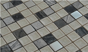 Natural Polished Marble Stone Mosaic - Resin and Ceramic Wall and Floor Mosaic -For Luxury Hotel Commercial Project Use