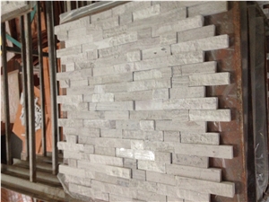 Natural Stone Guizhou White Wooden Grain,China Serpegiante Light Grey Wood Vein Marble Wenge Polished Grey Color 11*73mm Marble Mosaic Tile for Decoration