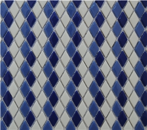 New Design -Pure White Marble Chips with Blue Ceramic Mixed Floor and Wall 3d Mosaic Tiles Pattern -Xiamen Terry Stone