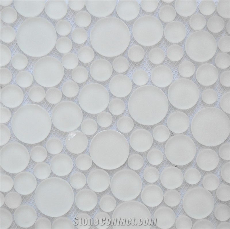 New Popular China Produced -Pure White Round Glass Wall and Floor Mosaic -Owned Factory Xiamen Terry Stone Co.,Ltd