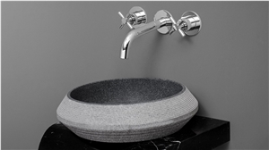 Oval Shape G654 Dark Grey Sink & Basin, Inside Polished, Outside Chisel Finished, Cheap Hot Sell Natural Stone Sink