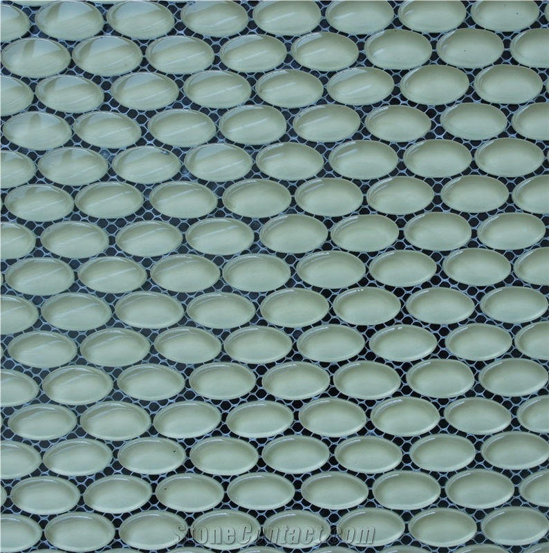 Popular Light Green Pearl Glass Chips Mosaic for Wall and Floor ,High Quality Commercial and Hotel Project -Owned Factory