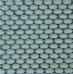 Popular Light Green Pearl Glass Chips Mosaic for Wall and Floor ,High Quality Commercial and Hotel Project -Owned Factory