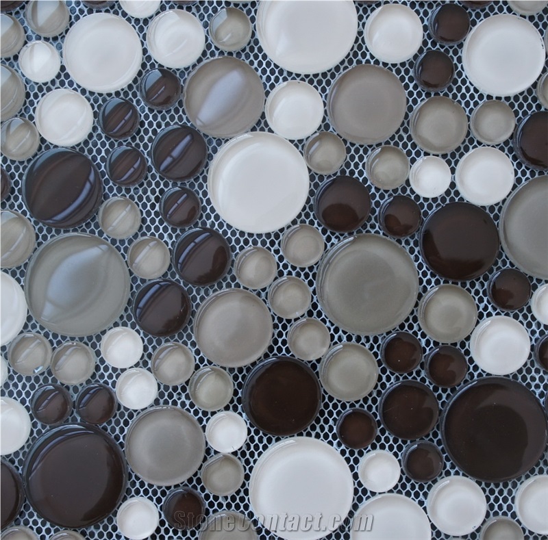 Round Glass Chips Mosaic Tiles Pattern, Round Glass Mosaic Tile