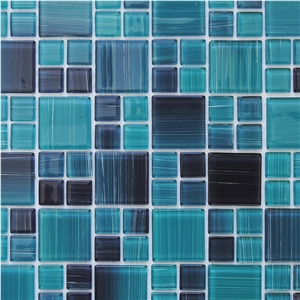 Very Popular Dark Green Blue Pure Glass Floor and Wall Mosaic for Swimming Pool and Luxury Hotel Commercial Project