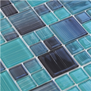 Very Popular Dark Green Blue Pure Glass Floor and Wall Mosaic for Swimming Pool and Luxury Hotel Commercial Project