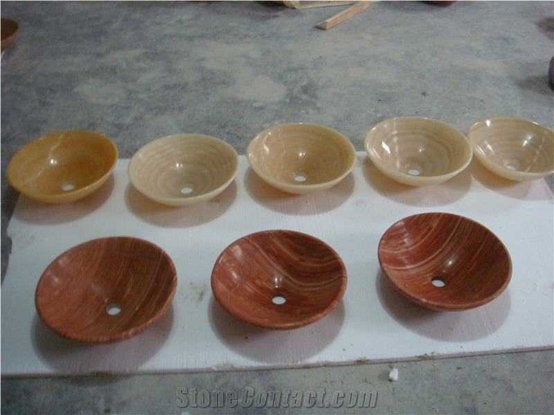 White Marble Green Vein Line Stone Sink, Oval Marble Sink for the Bathroom, China Natural Stone Sink