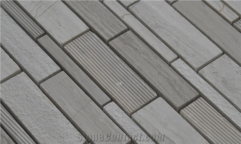 Wooden Grey Wall Mosaic/ Marble Floor Mosaic / Polished Mosaic Split/Mosaic Pattern /Thin Laminated Mosaic /Laminated Mosaic Terry Stone