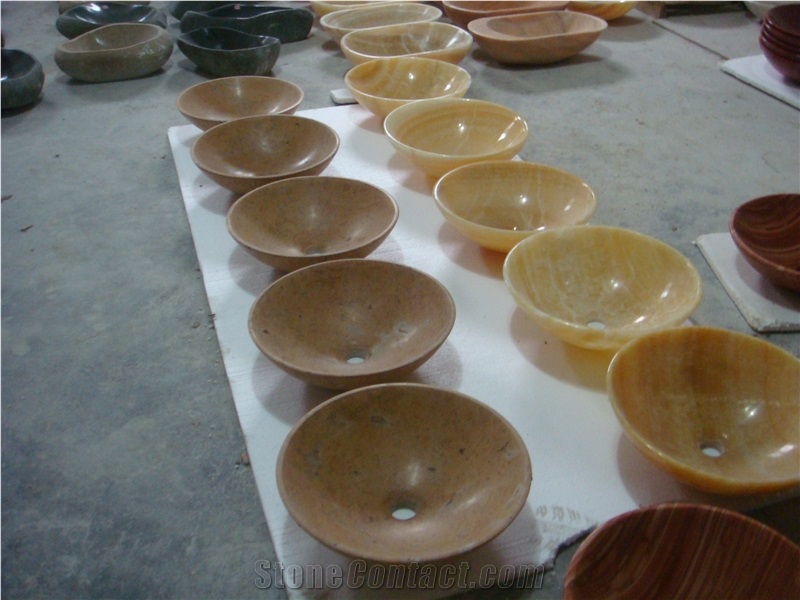 Yellow Golden Marble Basin & Sink, Flamed Finished Wash Sink for Kitchen & Bathroom, Hot Sell China Natural Stone Marble Sink