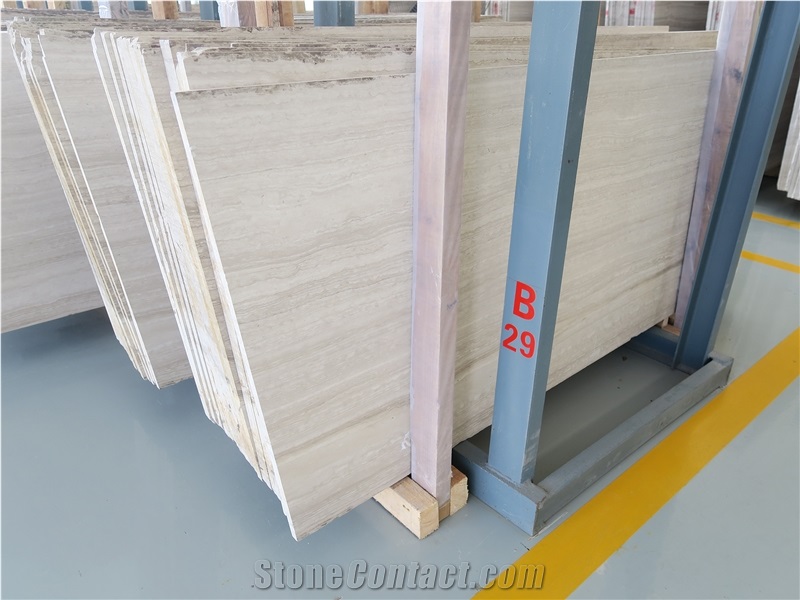 China Polished Marble Slabs White Wood Grain Stone Marble