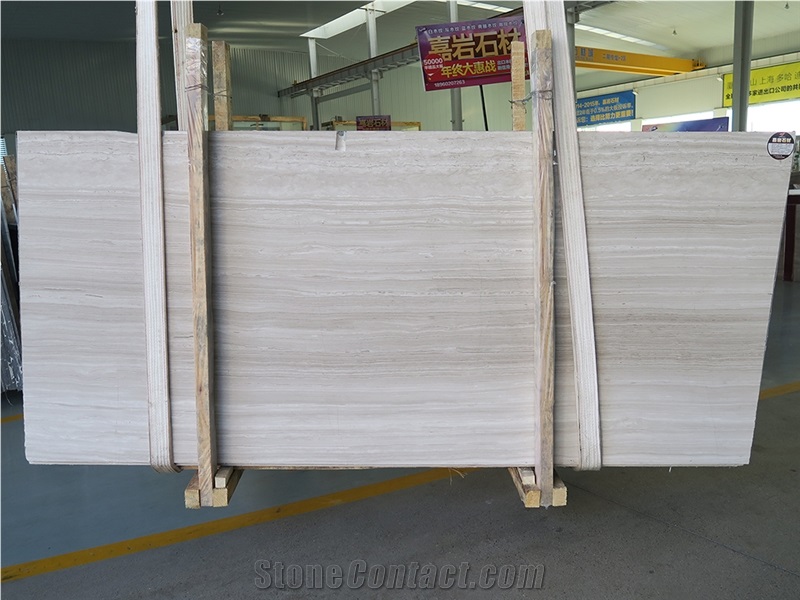 China Vein Cut White Wood Grain Vein Marble Slabs Tiles