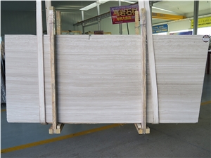 China Vein Cut White Wood Grain Vein Marble Slabs Tiles
