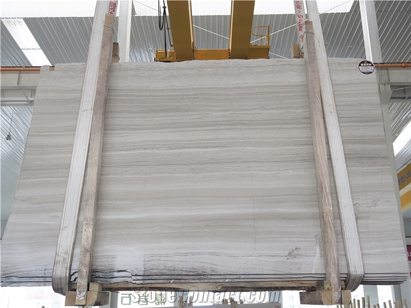 Top Grade China White Wood Veins Grain Marble Slabs Tiles