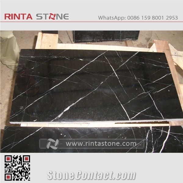 Black Marquina Marble Cutter Slabs Tiles Black Nero Marquina Mosa Negro Cina Black with Vein Stone,Fiorito Nero