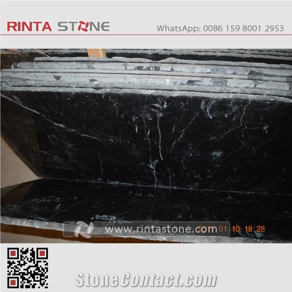 Black with White Veins Stone Black Marquina Marble Cutter Slabs Tiles Mosa Negro China Black with Vein Stone,Fiorito Nero