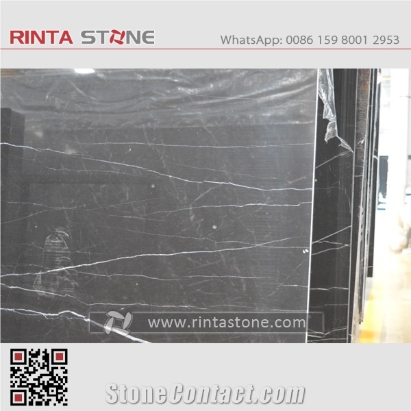 Black with White Veins Stone Black Marquina Marble Cutter Slabs Tiles Mosa Negro China Black with Vein Stone,Fiorito Nero