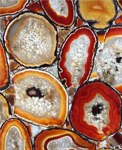 Semiprecious Stone Multi-Color Agate Slabs & Tiles