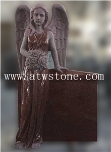 Leaning Angel Carve Headstone Atwusm002