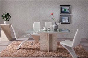 Contemporary Rectangle Travertine Dining Table