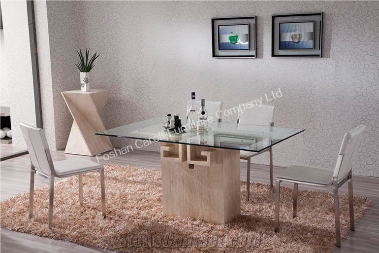 Elegant European Natural Marble Dining Table Set With Glass Top From China Stonecontact Com