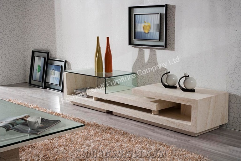 Home Decor Luxury Modern Marble with Glass Tv Stand