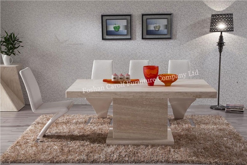 Luxury Furniture Nature Travertine Dining Table for 8 Persons