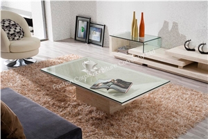 Luxury Travertine Rectangular Coffee Table with Glass