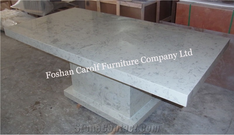 Modern Stone Dinner Table, Natural White Marble Home Stone Furniture