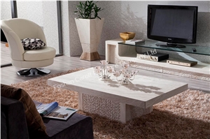 New Design Living Room Furniture Modern White Marble Coffee Table
